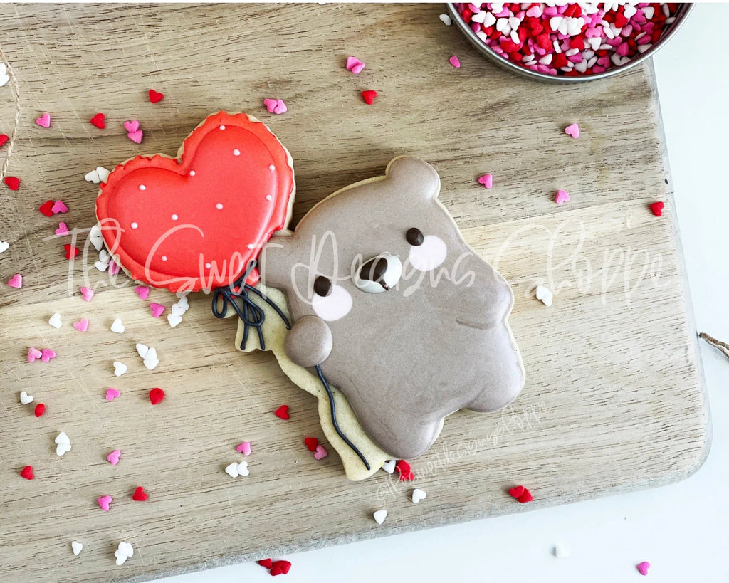 Cookie Cutters - Bear With Heart Balloon - Cookie Cutter - The Sweet Designs Shoppe - - ALL, Animal, Animals, Bear, Cookie Cutter, kids, Promocode, valentine, valentines