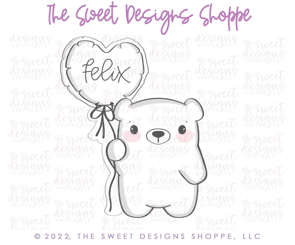 Cookie Cutters - Bear With Heart Balloon - Cookie Cutter - The Sweet Designs Shoppe - TSDS - - ALL,Animal,Animals,Bear,Cookie Cutter,kids,Promocode,valentine,valentines