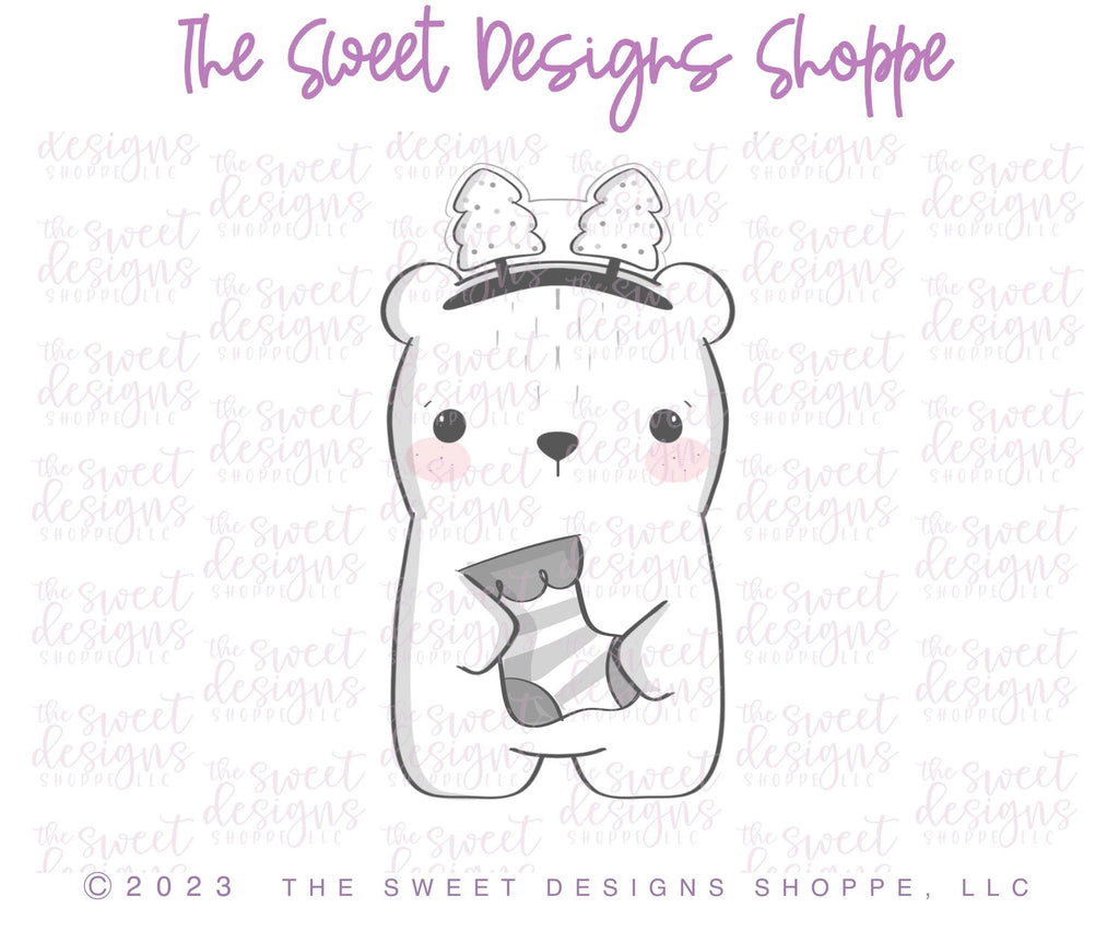 Cookie Cutters - Bear with Tree headband - Cookie Cutter - The Sweet Designs Shoppe - TSDS - - ALL,Animal,Animals,Animals and Insects,Christmas,Christmas / Winter,Christmas Cookies,Cookie Cutter,Promocode