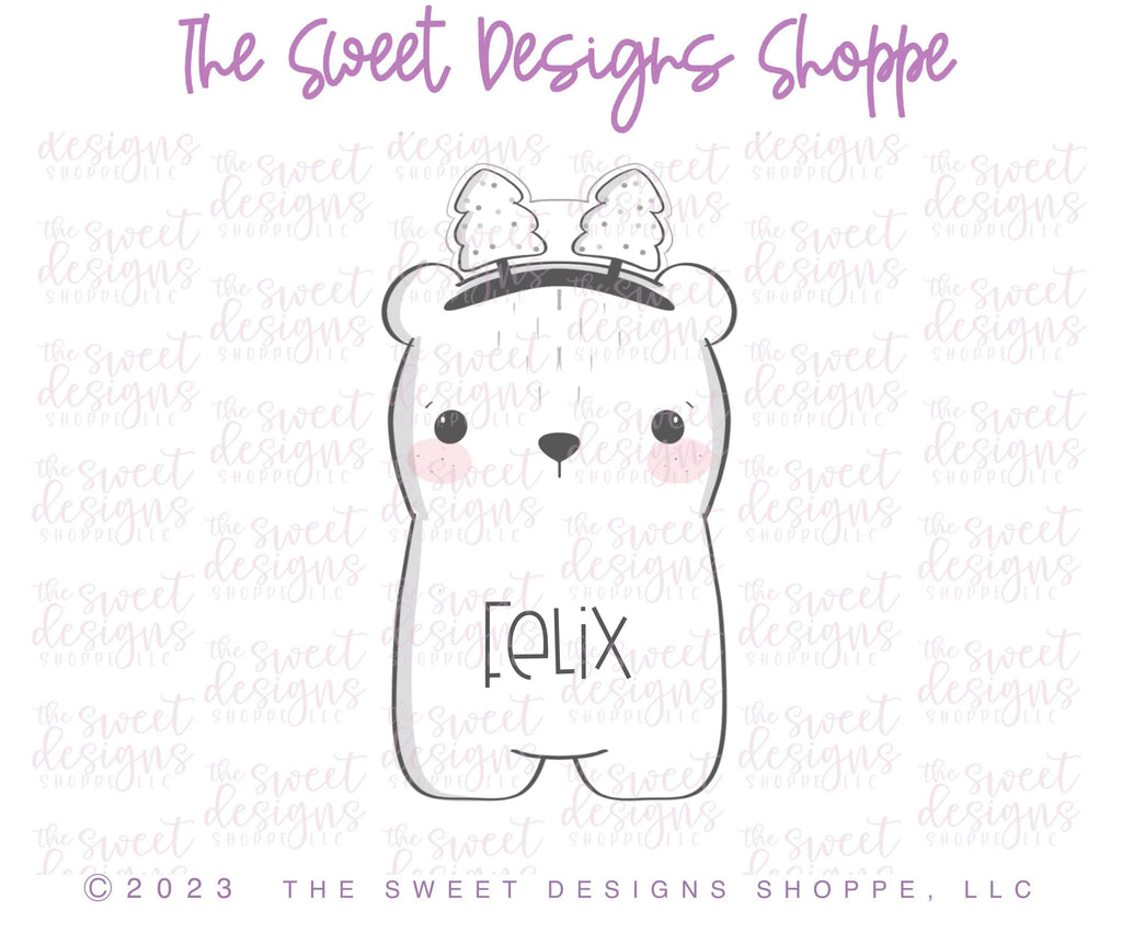 Cookie Cutters - Bear with Tree headband - Cookie Cutter - The Sweet Designs Shoppe - TSDS - - ALL,Animal,Animals,Animals and Insects,Christmas,Christmas / Winter,Christmas Cookies,Cookie Cutter,Promocode