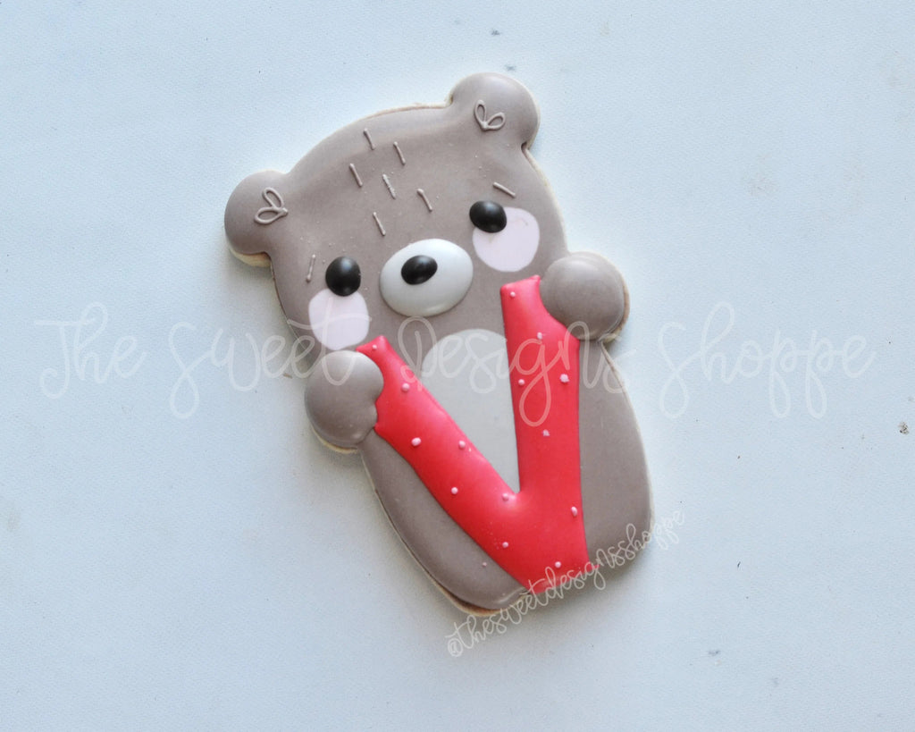 Cookie Cutters - Bear with V - Cookie Cutter - Sweet Designs Shoppe - - ALL, Animal, Animals, Animals and Insects, Cookie Cutter, Easter, Easter / Spring, Promocode, valentine, valentines
