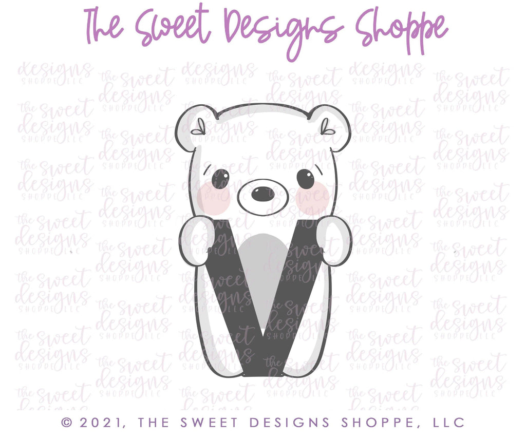 Cookie Cutters - Bear with V - Cookie Cutter - The Sweet Designs Shoppe - TSDS - - ALL,Animal,Animals,Animals and Insects,Cookie Cutter,Easter,Easter / Spring,Promocode,valentine,valentines