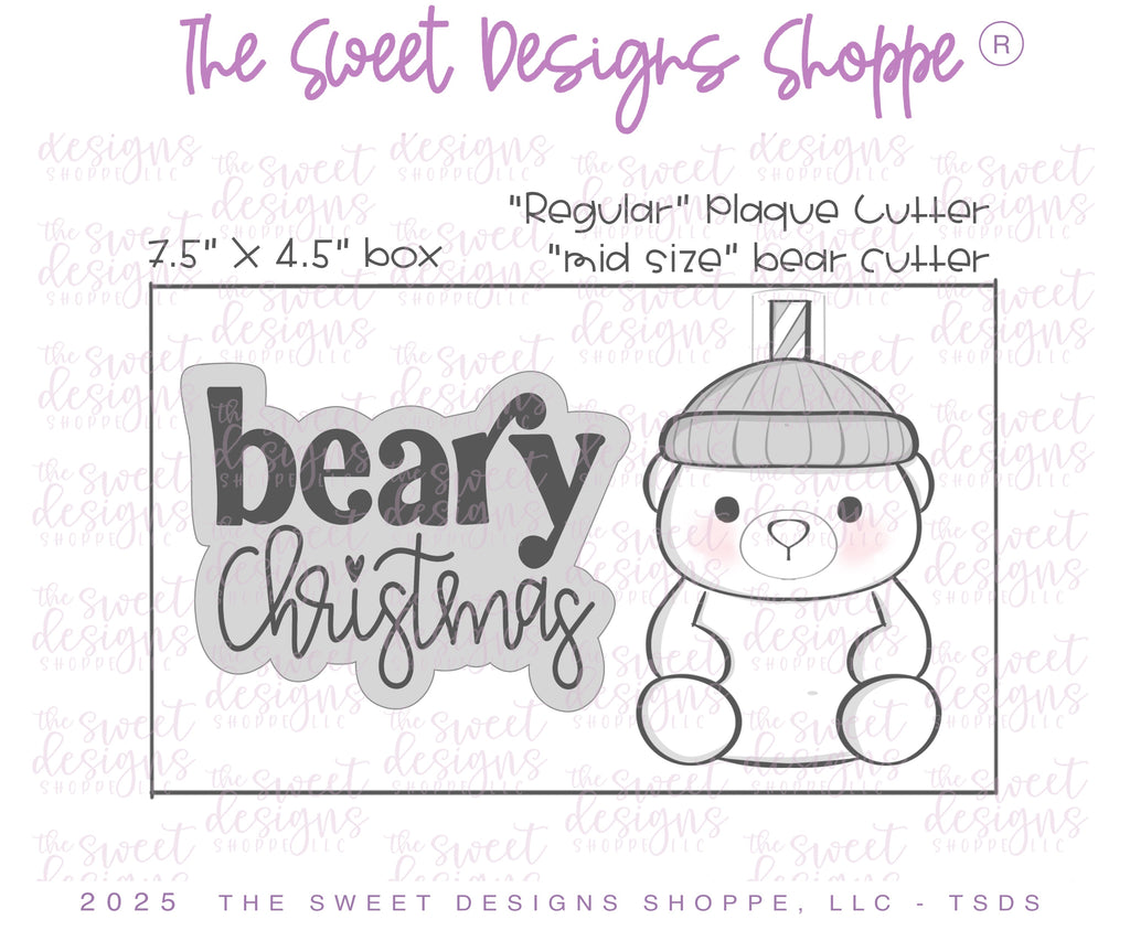 Cookie Cutters - Bearista Bear & Plaque Cookie Cutter Set - Set of 2 - Cookie Cutters - The Sweet Designs Shoppe - TSDS - - ALL,Animal,Animals,Animals and Insects,Christmas,Christmas / Winter,Cookie Cutter,new,Plaque,Plaques,PLAQUES HANDLETTERING,Promocode,regular sets,set,STL