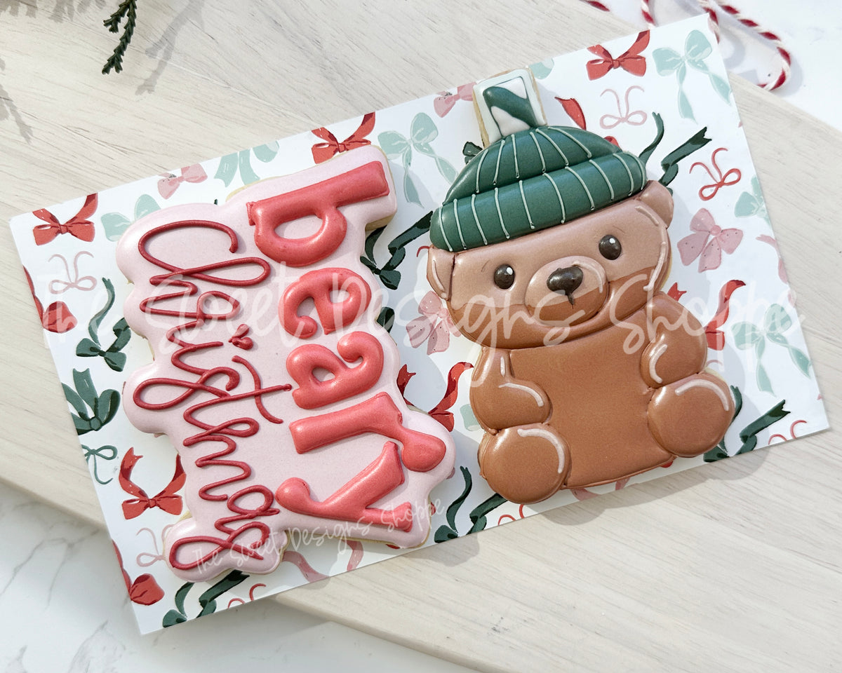 Cookie Cutters - Bearista Bear & Plaque Cookie Cutter Set - Set of 2 - Cookie Cutters - The Sweet Designs Shoppe - TSDS - - ALL,Animal,Animals,Animals and Insects,Christmas,Christmas / Winter,Cookie Cutter,Plaque,Plaques,PLAQUES HANDLETTERING,Promocode,regular sets,set,STL