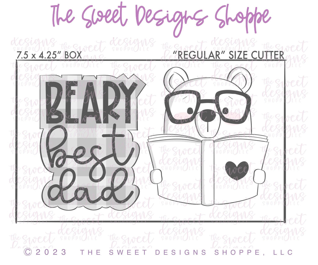 Cookie Cutters - Beary Best DAD Cutters Set - Set of 2 - Cutters - Sweet Designs Shoppe - - ALL, Animal, Animals, Animals and Insects, Cookie Cutter, dad, Father, father's day, grandfather, Lady MilkStache, LadyMilkStache, Mini Sets, Plaque, Plaques, PLAQUES HANDLETTERING, Promocode, regular sets, set, text