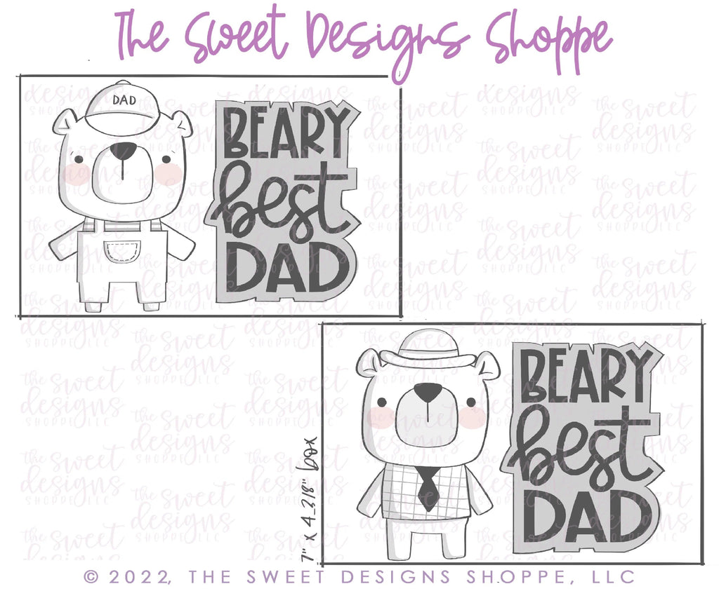 Cookie Cutters - Beary Best Dad Set - 3 Piece Set - Cookie Cutters - Sweet Designs Shoppe - - ALL, Animal, Animals, Animals and Insects, Cookie Cutter, dad, Father, father's day, grandfather, Mini Set, Mini Sets, Promocode, regular sets, set, sets