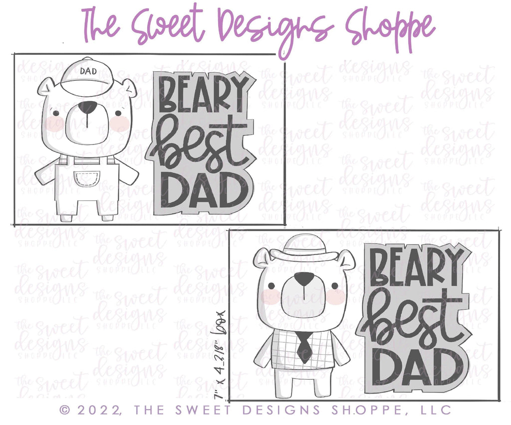 Cookie Cutters - Beary Best Dad Set - 3 Piece Set - Cookie Cutters - The Sweet Designs Shoppe - TSDS - - ALL,Animal,Animals,Animals and Insects,Cookie Cutter,dad,Father,father's day,grandfather,Mini Set,Mini Sets,Promocode,regular sets,set,sets