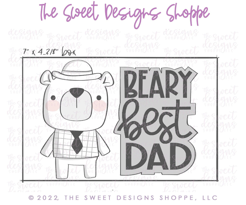 Cookie Cutters - Beary Best Dad Set - 3 Piece Set - Cookie Cutters - The Sweet Designs Shoppe - TSDS - - ALL,Animal,Animals,Animals and Insects,Cookie Cutter,dad,Father,father's day,grandfather,Mini Set,Mini Sets,Promocode,regular sets,set,sets