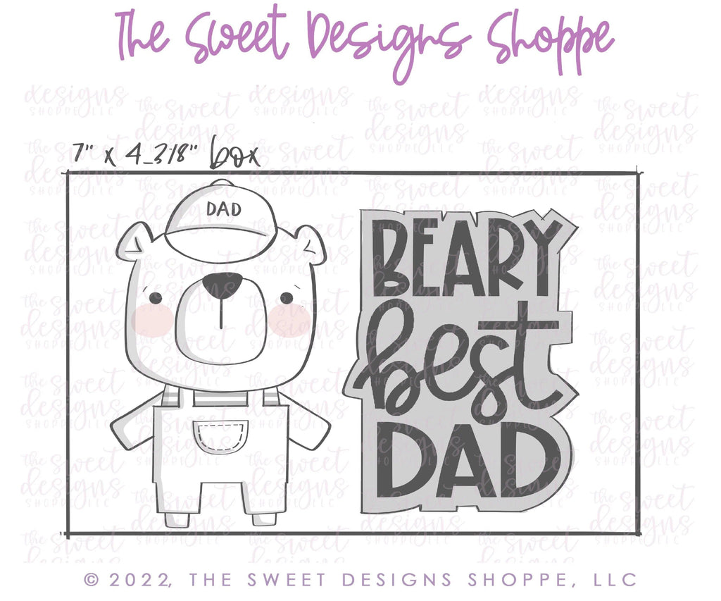 Cookie Cutters - Beary Best Dad Set - 3 Piece Set - Cookie Cutters - The Sweet Designs Shoppe - TSDS - - ALL,Animal,Animals,Animals and Insects,Cookie Cutter,dad,Father,father's day,grandfather,Mini Set,Mini Sets,Promocode,regular sets,set,sets