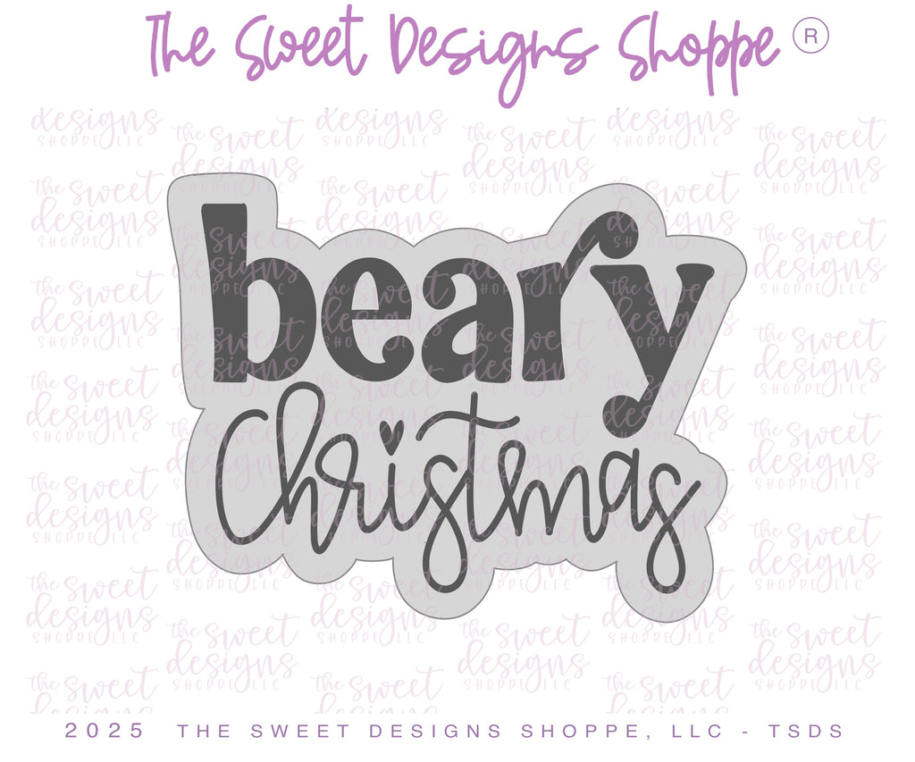 Cookie Cutters - beary Christmas Plaque - Cookie Cutter - The Sweet Designs Shoppe - TSDS - - ALL,Animal,Animals,Animals and Insects,Christmas,Christmas / Winter,Cookie Cutter,Food & Beverages,Food and Beverage,new,Plaque,Plaques,PLAQUES HANDLETTERING,Promocode,STL