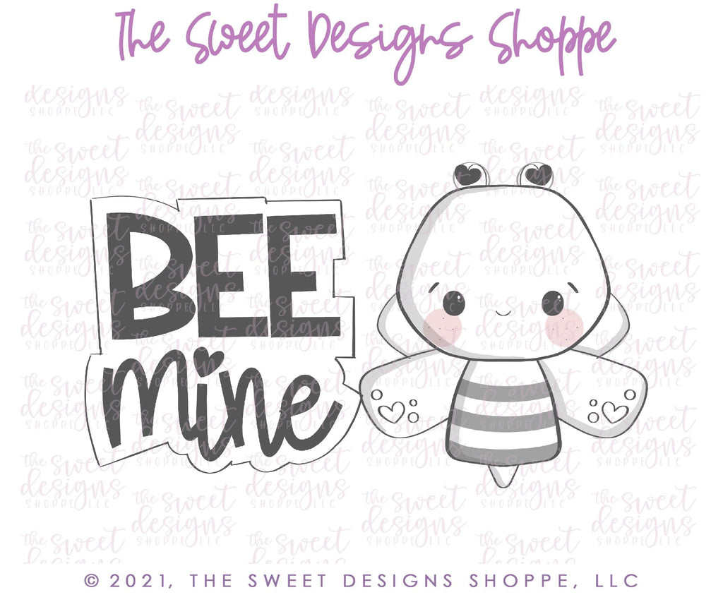 Cookie Cutters - Bee and Bee Mine Modern Plaque Set - 2 Piece Set - Cookie Cutters - The Sweet Designs Shoppe - - ALL, Cookie Cutter, Food, Food and Beverage, Food beverages, I CHEWS you Plaque, Mini Set, Mini Sets, Promocode, regular sets, set, sets, valentine, valentines