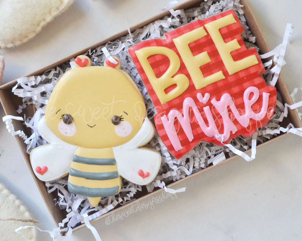 Cookie Cutters - Bee and Bee Mine Modern Plaque Set - 2 Piece Set - Cookie Cutters - The Sweet Designs Shoppe - - ALL, Cookie Cutter, Food, Food and Beverage, Food beverages, I CHEWS you Plaque, Mini Set, Mini Sets, Promocode, regular sets, set, sets, valentine, valentines