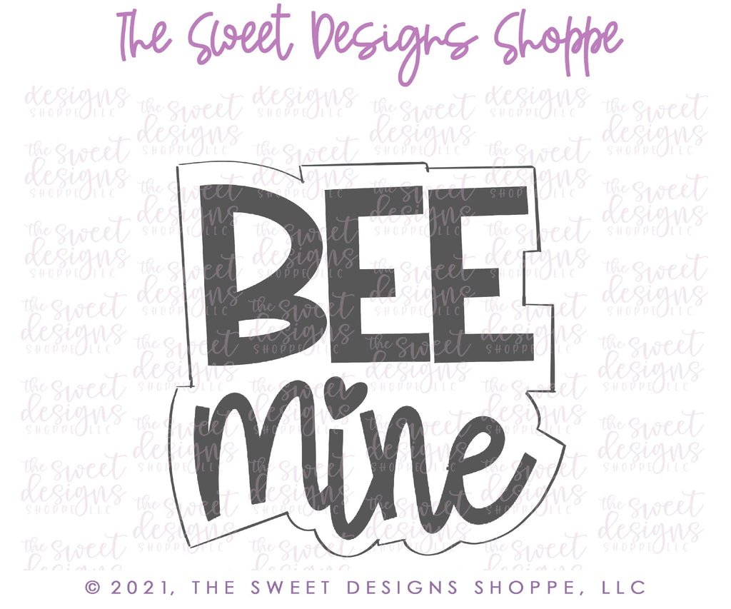 Cookie Cutters - Bee Mine Modern Plaque - Cookie Cutter - Sweet Designs Shoppe - - ALL, Animals, Animals and Insects, Cookie Cutter, Plaque, Plaques, PLAQUES HANDLETTERING, Promocode, valentine, valentines