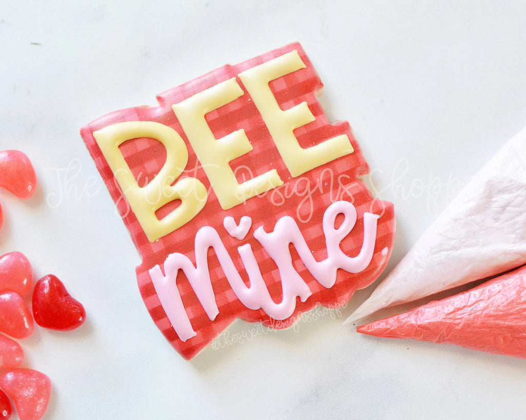 Cookie Cutters - Bee Mine Modern Plaque - Cookie Cutter - The Sweet Designs Shoppe - - ALL, Animals, Animals and Insects, Cookie Cutter, Plaque, Plaques, PLAQUES HANDLETTERING, Promocode, valentine, valentines