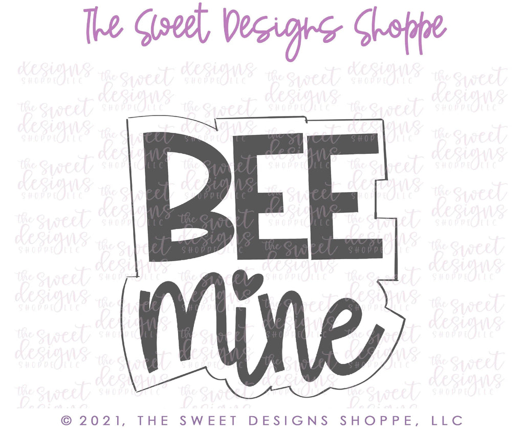 Cookie Cutters - Bee Mine Modern Plaque - Cookie Cutter - The Sweet Designs Shoppe - - ALL, Animals, Animals and Insects, Cookie Cutter, Plaque, Plaques, PLAQUES HANDLETTERING, Promocode, valentine, valentines