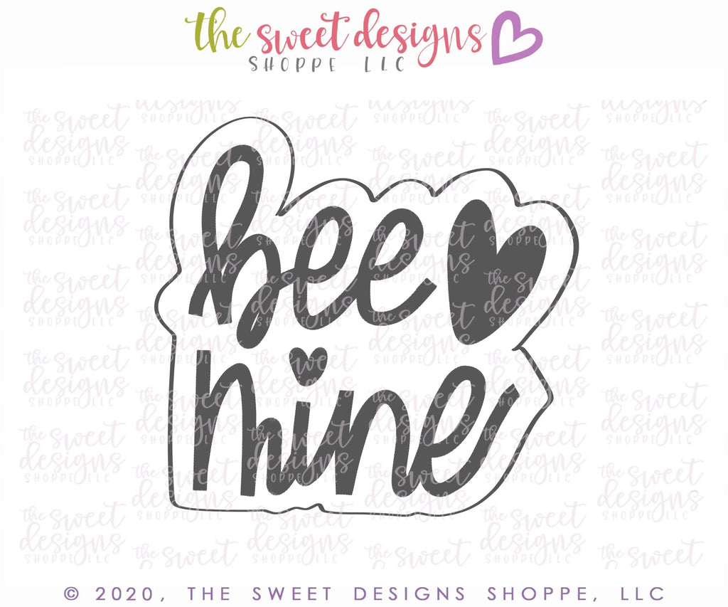 Cookie Cutters - Bee Mine with Heart Plaque - Cookie Cutter - The Sweet Designs Shoppe - - ALL, Animal, Animals, Animals and Insects, Cookie Cutter, Plaque, Plaques, PLAQUES HANDLETTERING, Promocode, valentines