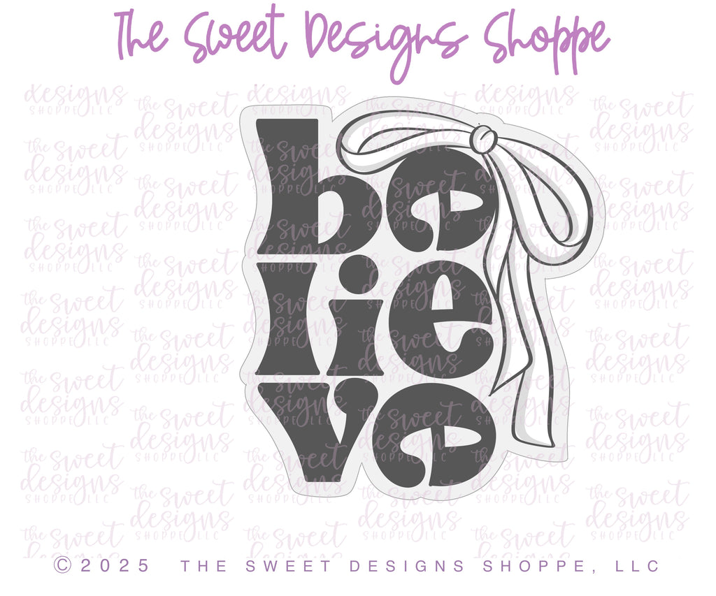 Cookie Cutters - Believe Cookie Cutter Set - Set of 3- Cookie Cutters - The Sweet Designs Shoppe - TSDS - - ALL,Christmas,Christmas / Winter,claus,clause,Cookie Cutter,new,PLAQUES HANDLETTERING,Promocode,regular sets,Santa,Santa Claus,Santa Face,set,STL