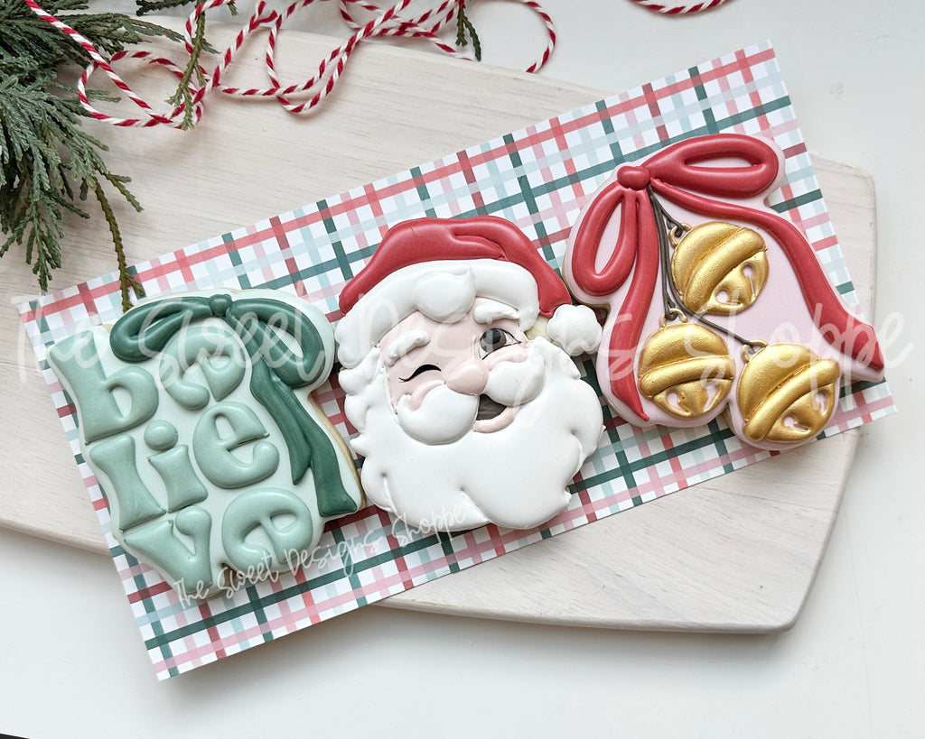 Cookie Cutters - Believe Cookie Cutter Set - Set of 3- Cookie Cutters - The Sweet Designs Shoppe - TSDS - - ALL,Christmas,Christmas / Winter,claus,clause,Cookie Cutter,new,PLAQUES HANDLETTERING,Promocode,regular sets,Santa,Santa Claus,Santa Face,set,STL
