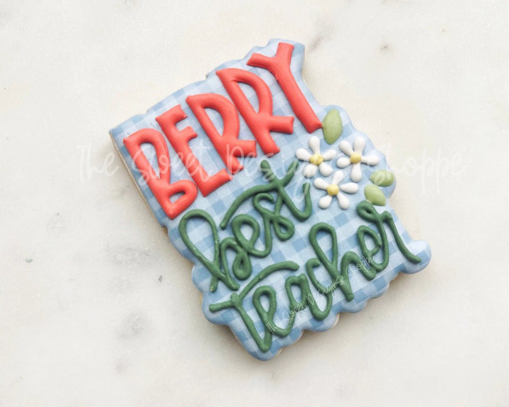 Cookie Cutters - BERRY best teacher Plaque - Cookie Cutter - The Sweet Designs Shoppe - - ALL, Cookie Cutter, Daisy, Daisy collection, New plaque, Plaque, Plaques, Promocode, Teach, Teacher, Teacher Appreciation, Thank You, Worlds best