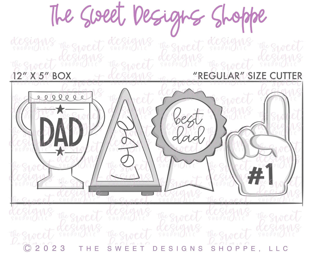 Cookie Cutters - Best Dad AWARDS Set - Set of 4 - Cookie Cutters - The Sweet Designs Shoppe - TSDS - - Accesories,Accessories,accessory,ALL,award,Clothing / Accessories,Cookie Cutter,dad,Father,Fathers Day,grandfather,Mini Sets,Promocode,regular sets,Retro,set,sport,sports,STL,winner