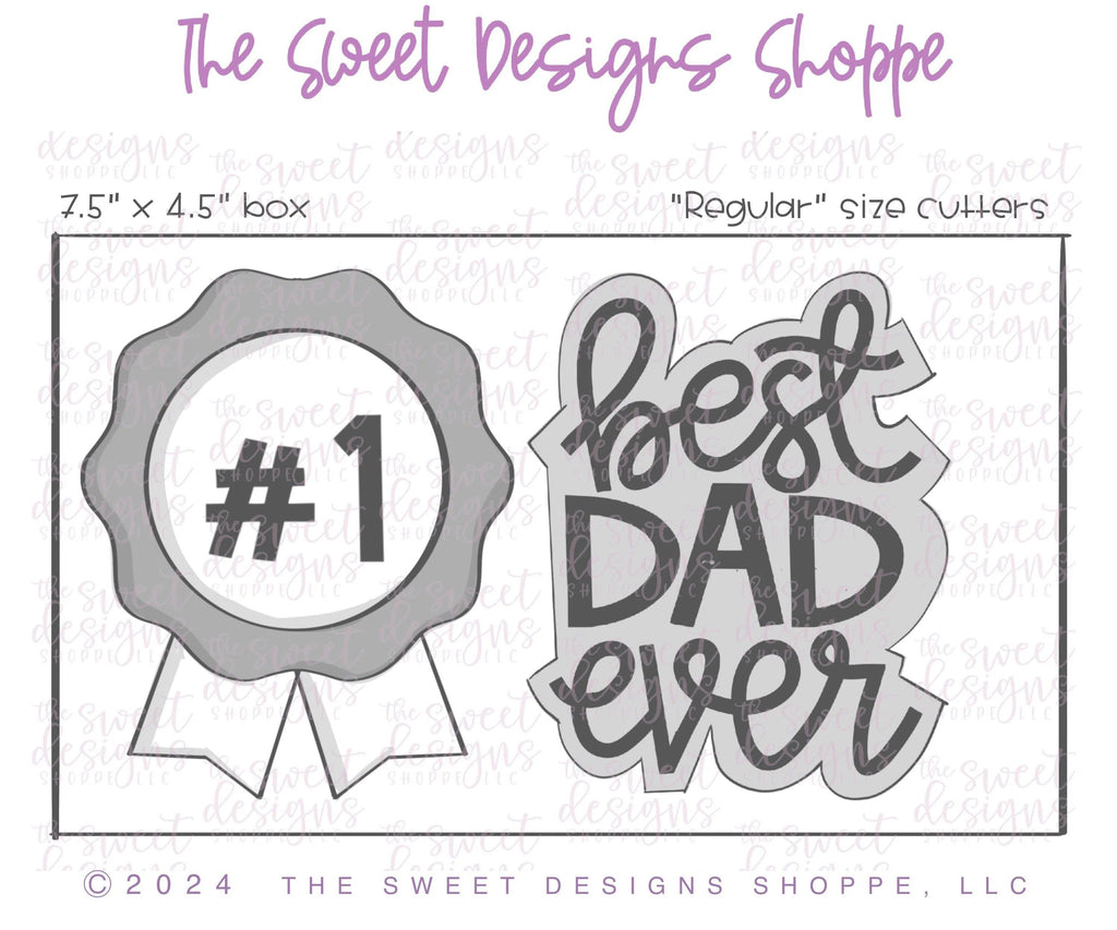 Cookie Cutters - Best Dad/Pop Ever Plaque & Ribbon Cookie Cutter Set - Set of 2 - Cookie Cutters - The Sweet Designs Shoppe - TSDS - - ALL,Cookie Cutter,dad,Father,Fathers Day,grandfather,Mini Sets,Plaque,Plaques,PLAQUES HANDLETTERING,Promocode,regular sets,set,STL