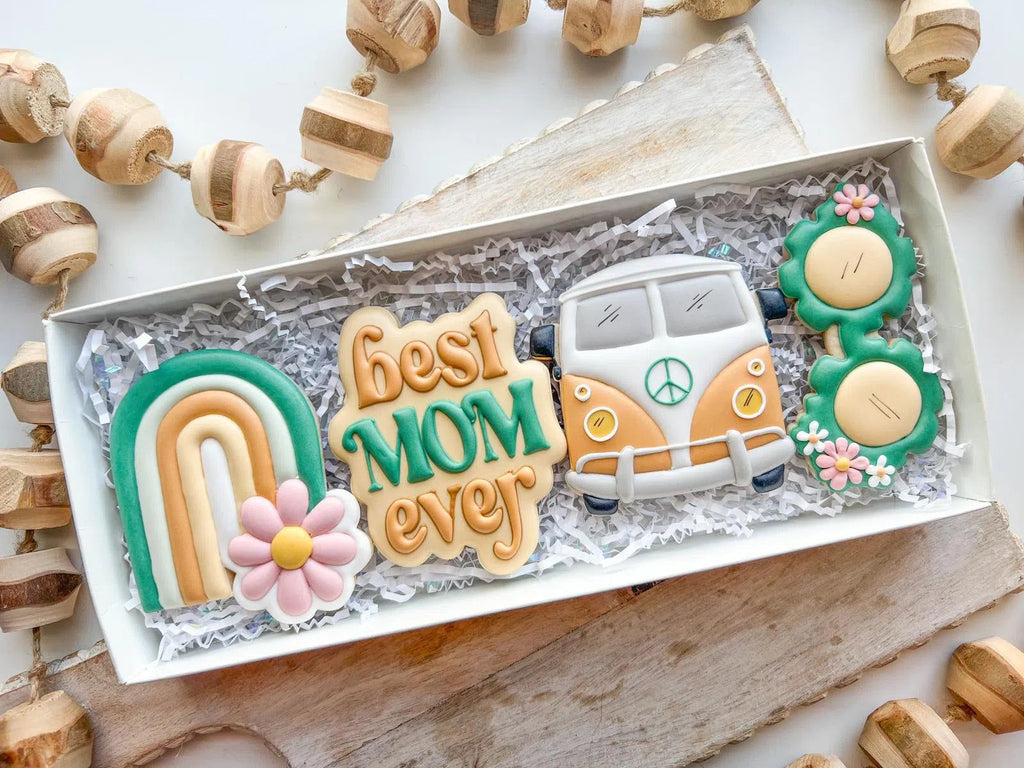 Cookie Cutters - Best Mom Ever Groovy Set - Set of 4 - Cookie Cutters - The Sweet Designs Shoppe - - ALL, Cookie Cutter, groovy, Mini Sets, MOM, mother, Mothers Day, Promocode, regular sets, set