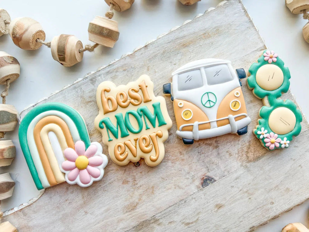 Cookie Cutters - Best Mom Ever Groovy Set - Set of 4 - Cookie Cutters - The Sweet Designs Shoppe - - ALL, Cookie Cutter, groovy, Mini Sets, MOM, mother, Mothers Day, Promocode, regular sets, set