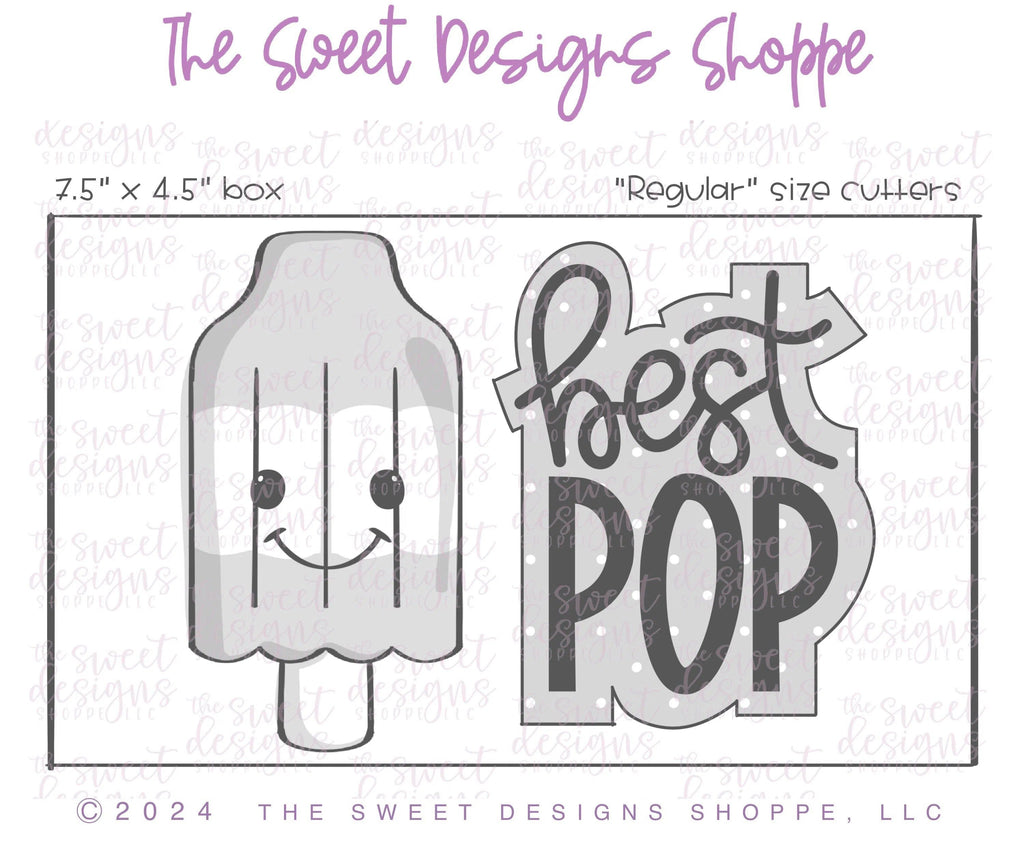 Cookie Cutters - Best Pop Plaque & Popsicle Cookie Cutter Set - Set of 2 - Cookie Cutters - The Sweet Designs Shoppe - TSDS - - ALL,Cookie Cutter,dad,Father,Fathers Day,fruity summer,grandfather,Mini Sets,Plaque,Plaques,PLAQUES HANDLETTERING,Promocode,regular sets,set,Summer