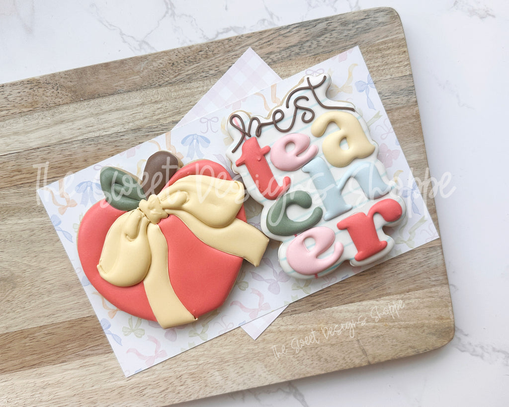 Cookie Cutters - Best Teacher & Coquette Heart Apple Set - Set of 2 - Cookie Cutters - The Sweet Designs Shoppe - TSDS - - ALL,back to school,Cookie Cutter,Plaque,Plaques,PLAQUES HANDLETTERING,Promocode,regular sets,School,School / Graduation,school supplies,set,STL,Teach,Teacher,Teacher Appreciation