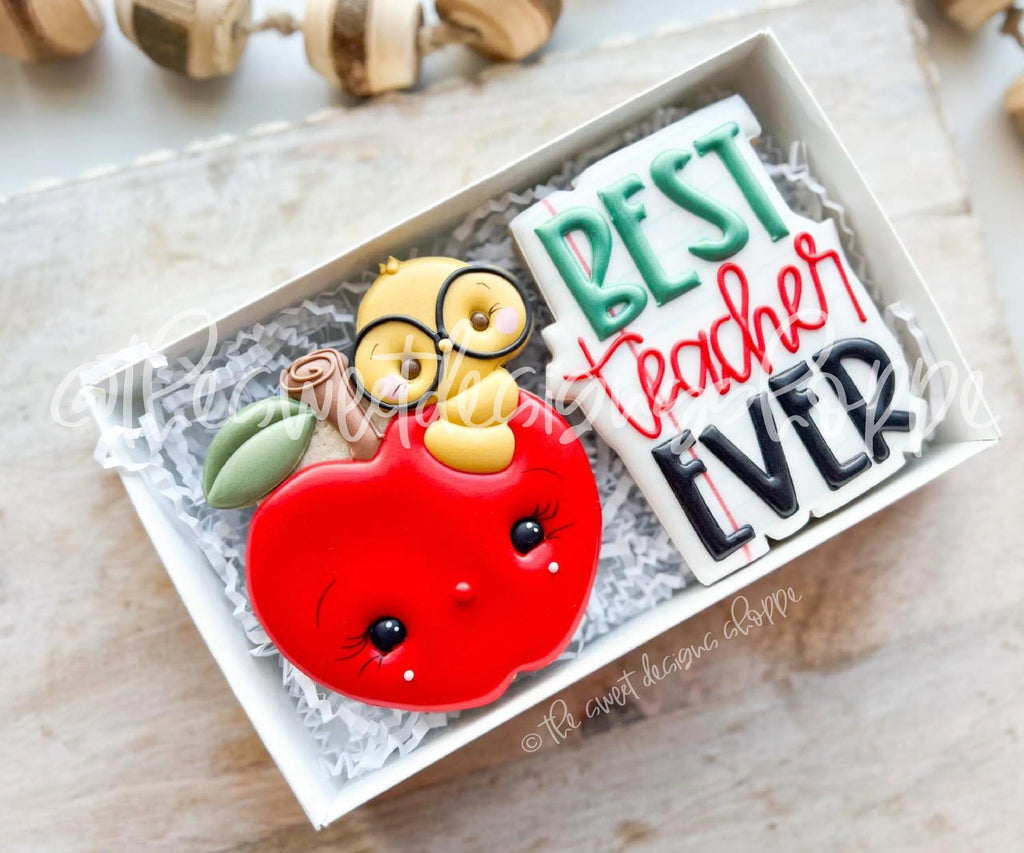 Cookie Cutters - Best Teacher Ever Plaque & Apple with Worm Set - 2 Piece Set - Cookie Cutters - The Sweet Designs Shoppe - - ALL, back to school, Cookie Cutter, Grad, graduations, Lady Milk Stache, Lady MilkStache, LadyMilkStache, Mini Set, Mini Sets, Promocode, regular sets, School, School / Graduation, School Bus, school supplies, set, sets, Teacher, Teacher Appreciation