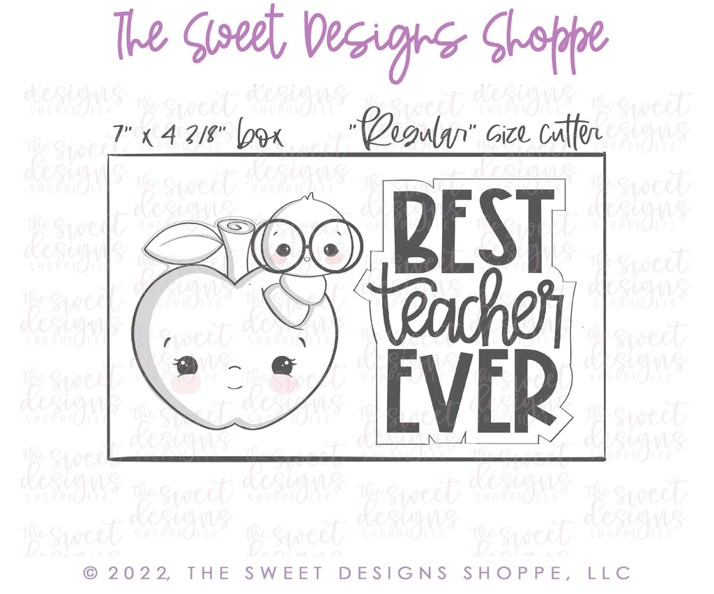 Cookie Cutters - Best Teacher Ever Plaque & Apple with Worm Set - 2 Piece Set - Cookie Cutters - The Sweet Designs Shoppe - TSDS - - ALL,back to school,Cookie Cutter,Grad,graduations,Lady Milk Stache,Lady MilkStache,LadyMilkStache,Mini Set,Mini Sets,Promocode,regular sets,School,School / Graduation,School Bus,school supplies,set,sets,STL,Teacher,Teacher Appreciation