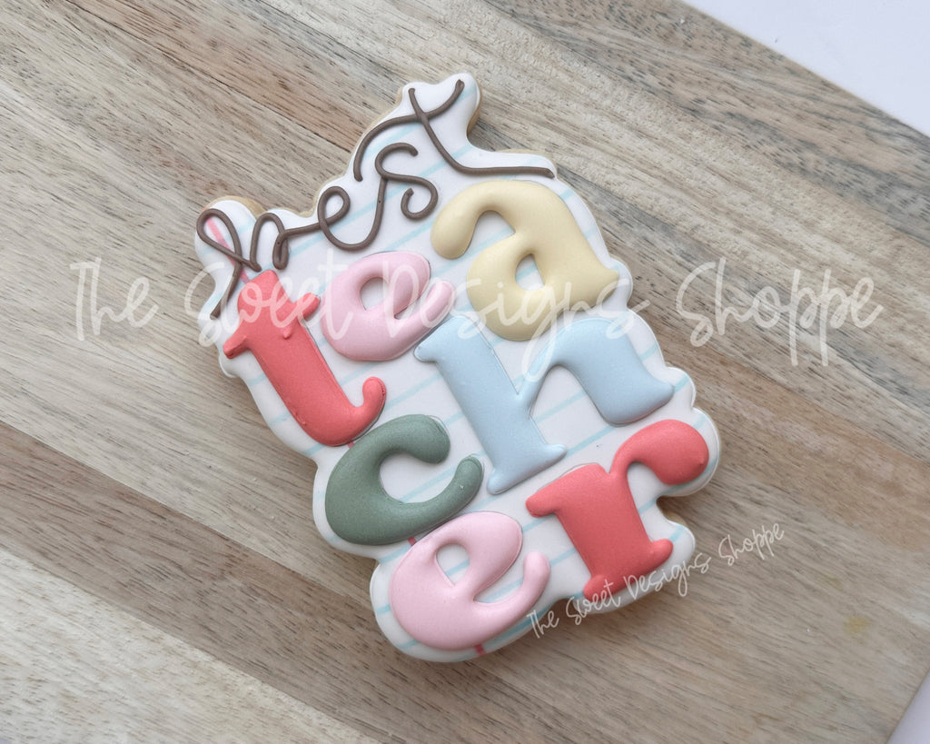 Cookie Cutters - Best Teacher Plaque - Cookie Cutter - The Sweet Designs Shoppe - TSDS - - ALL,back to school,Best Teacher plaque,Cookie Cutter,Plaque,Plaques,Promocode,School,School / Graduation,STL,Teacher,Teacher Appreciation