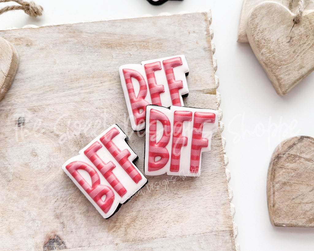 Cookie Cutters - BFF Chunky Plaque - Cookie Cutter - The Sweet Designs Shoppe - - ALL, Best Friends Forever, chunky, Cookie Cutter, friends, Frienship, galentine, Galentines, new, Plaque, Plaques, PLAQUES HANDLETTERING, Promocode, STL, valentine, Valentines, valentines friends