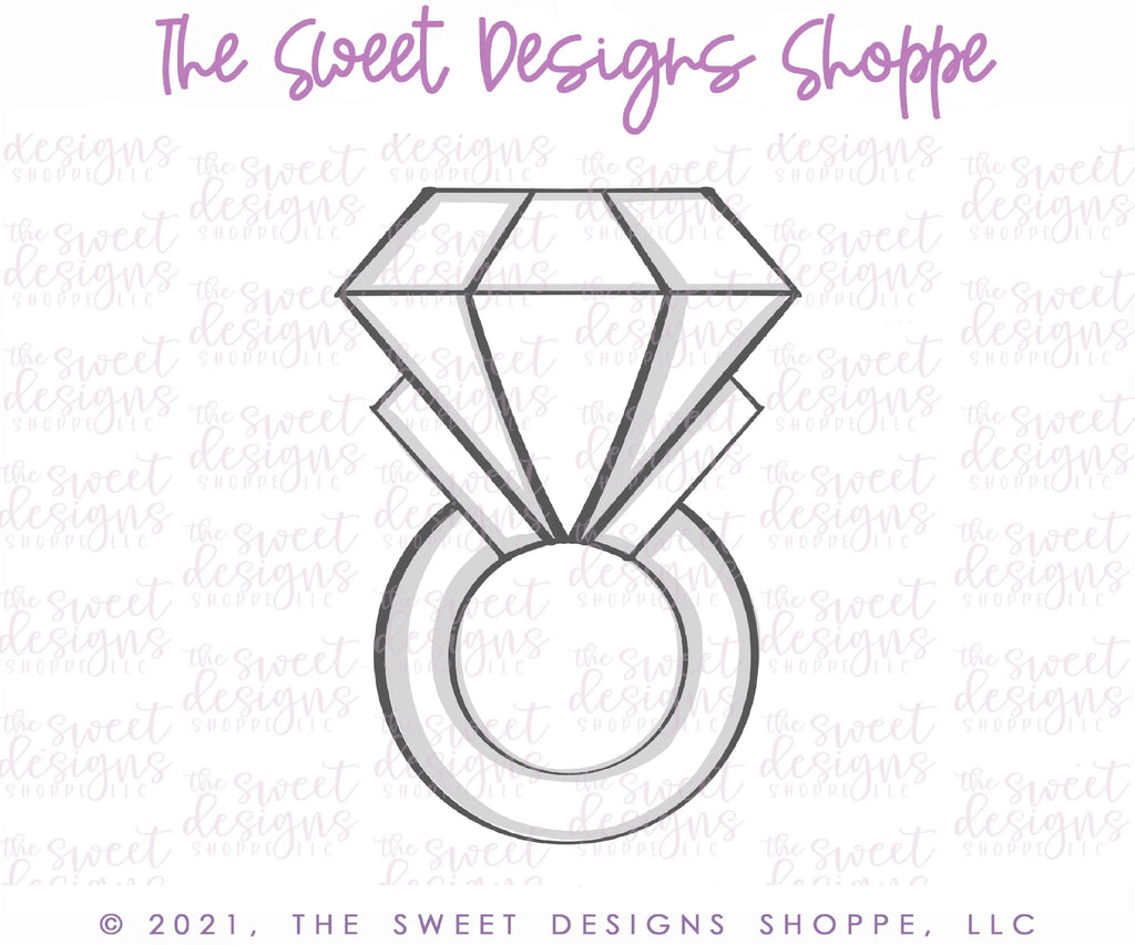Cookie Cutters - Big Diamond Engagement Ring - Cookie Cutter - Sweet Designs Shoppe - - accessory, ALL, Bachelorette, Bridal Shower, Bride, Cookie Cutter, Fashion, jewellery, jewelry, Promocode, Wedding