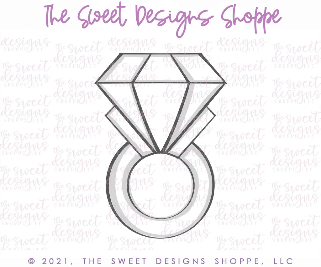 Cookie Cutters - Big Diamond Engagement Ring - Cookie Cutter - The Sweet Designs Shoppe - - accessory, ALL, Bachelorette, Bridal Shower, Bride, Cookie Cutter, Fashion, jewellery, jewelry, Promocode, Wedding