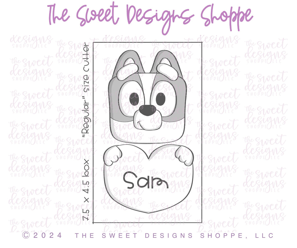 Cookie Cutters - Blue Puppy Face & Heart with Arms Set - Set of 2 - Cookie Cutters - The Sweet Designs Shoppe - TSDS - - ALL,Animal,Animals,Animals and Insects,Cookie Cutter,Love,Promocode,regular sets,set,STL,valentine,Valentines