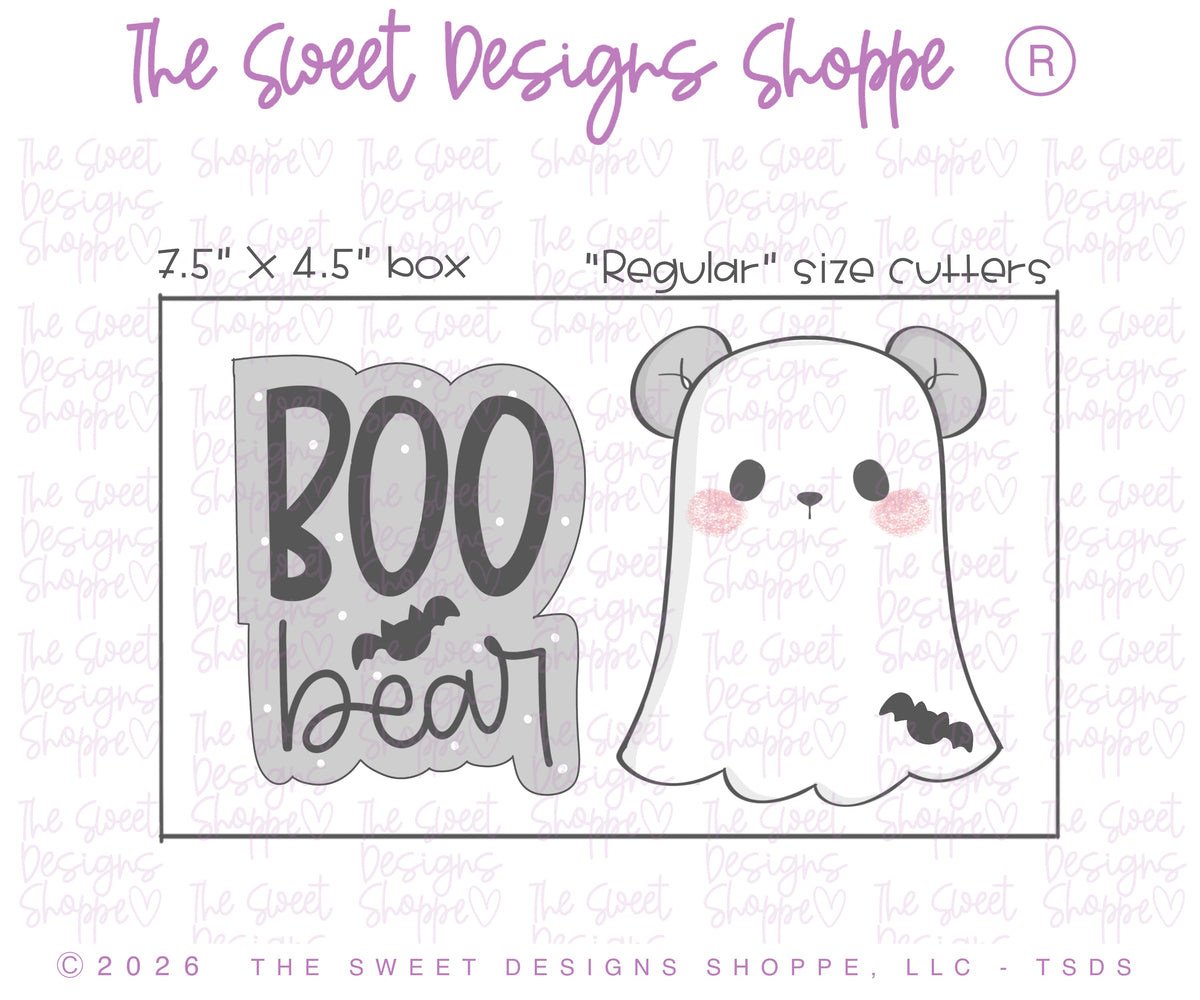 Cookie Cutters - Boo Bear Ghost Set - Set of 2 - Cookie Cutters - The Sweet Designs Shoppe - TSDS - - ALL,Bear,Cookie Cutter,halloween,Halloween set,Halloween Sets,Plaque,Plaques,PLAQUES HANDLETTERING,Promocode,regular sets,set,STL