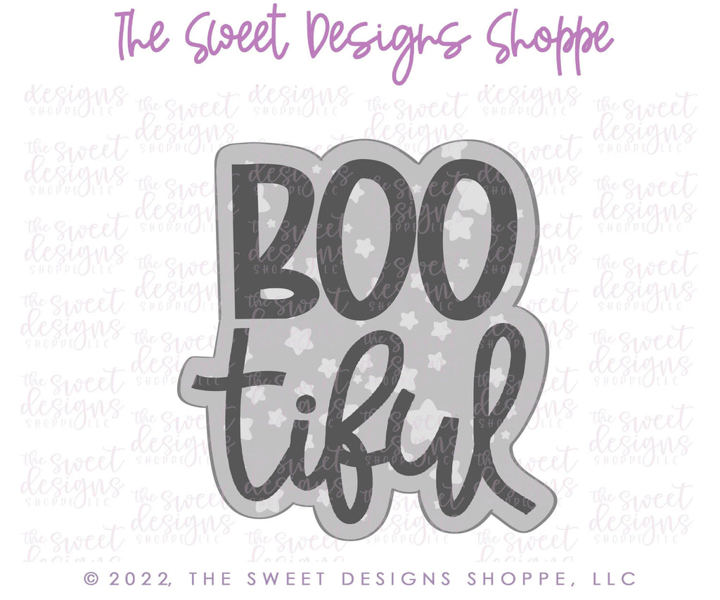 Cookie Cutters - BOO tiful Plaque - Cookie Cutter - The Sweet Designs Shoppe - - ALL, Boo!, Bootiful, Cookie Cutter, Fall / Halloween, halloween, handlettering, Plaque, Plaques, PLAQUES HANDLETTERING, Promocode