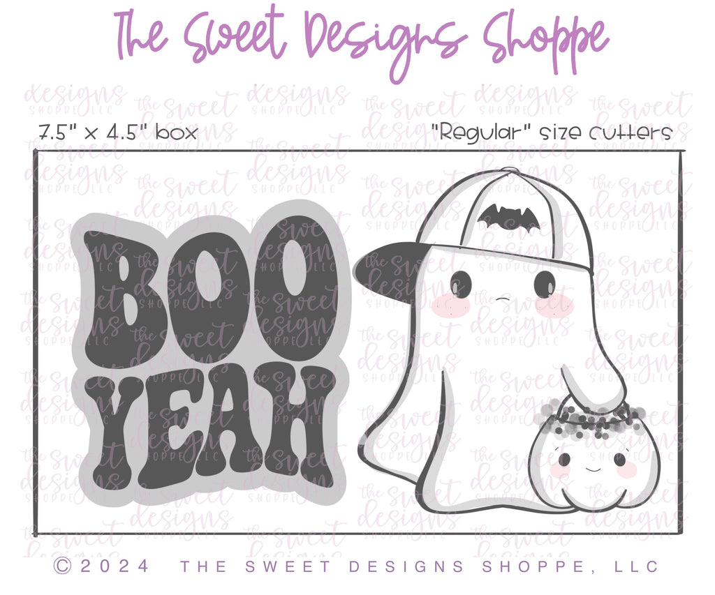 Cookie Cutters - BOO YEAH & Hip Ghost Cookie Cutter Set - Set of 2 - Cookie Cutters - The Sweet Designs Shoppe - - ALL, Cookie Cutter, halloween, Halloween set, Halloween Sets, Mini Sets, new, Plaque, Plaques, PLAQUES HANDLETTERING, Promocode, regular sets, set, STL