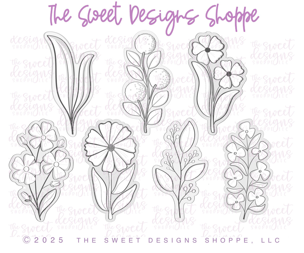 Cookie Cutters - Bouquet Bundle Set - Set of 7 - Cookie Cutters - The Sweet Designs Shoppe - TSDS - - ALL,Birthday,Cookie Cutter,MOM,mother,mothers,Mothers Day,Nurse,Nurse Appreciation,Promocode,regular sets,set,sets,STL,Teacher,Teacher Appreciation,Wedding
