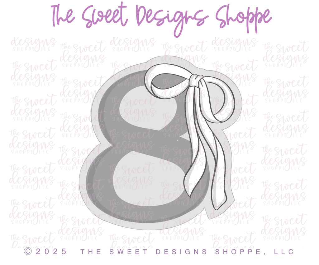 Cookie Cutters - Bow-tiful Eight- Cookie Cutter - The Sweet Designs Shoppe - TSDS - - 8,ALL,Beautiful,Birthday,Cookie Cutter,Font,Fonts,kid,kids,Lettering,letters and numbers,number,numbers,NumberSet,Promocode,Series25,STL,text
