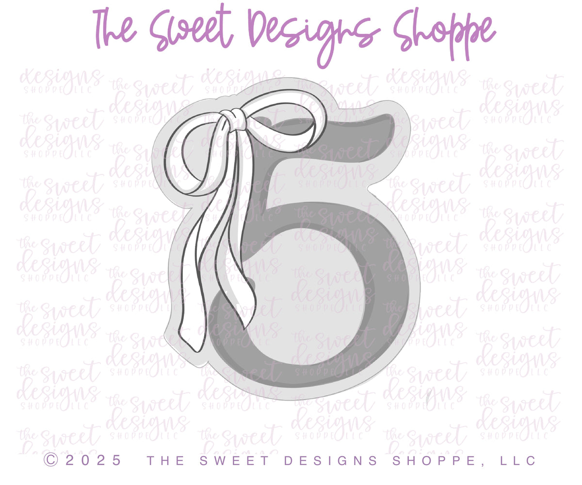 Cookie Cutters - Bow-tiful Five - Cookie Cutter - The Sweet Designs Shoppe - TSDS - - 5,ALL,Beautiful,Birthday,Cookie Cutter,Font,Fonts,kid,kids,Lettering,letters and numbers,number,numbers,NumberSet,Promocode,Series25,STL,text