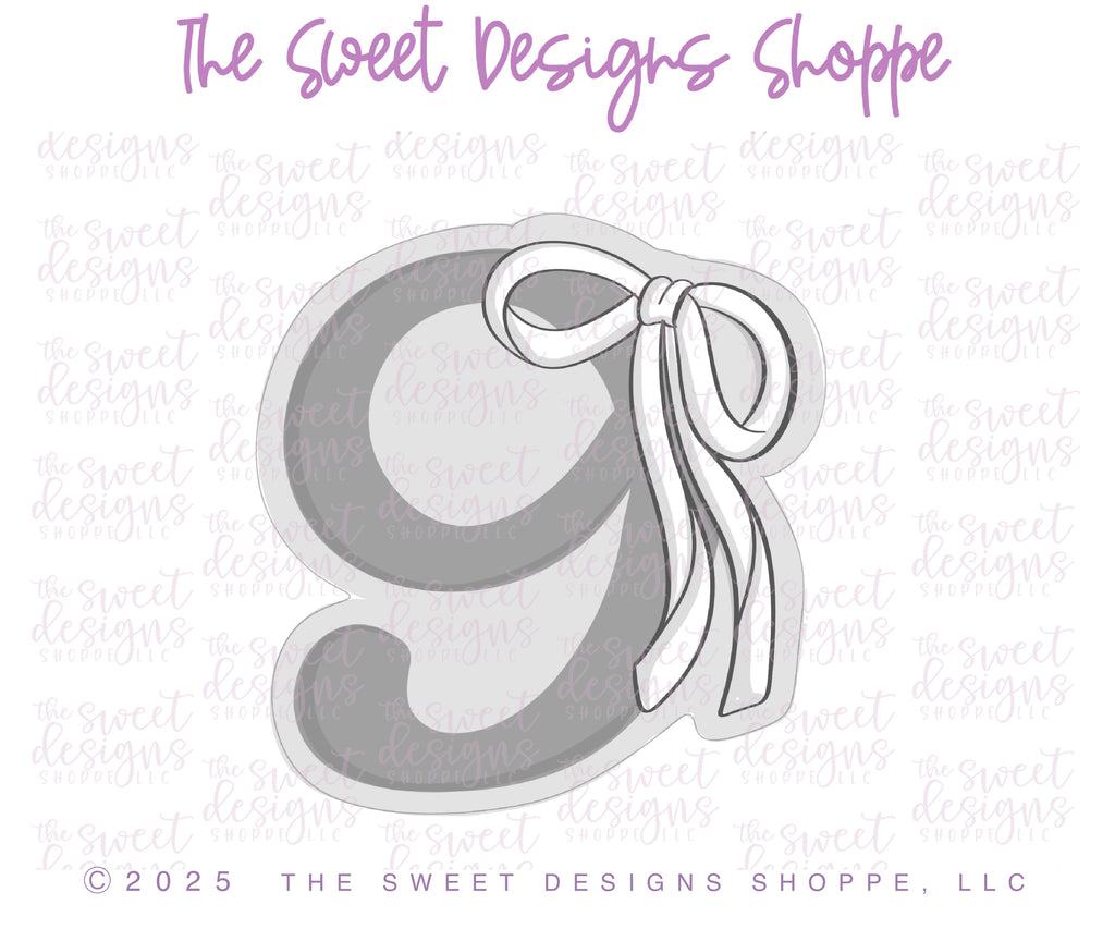 Cookie Cutters - Bow-tiful Nine - Cookie Cutter - The Sweet Designs Shoppe - TSDS - - 9,ALL,Beautiful,Birthday,Cookie Cutter,Font,Fonts,kid,kids,Lettering,letters and numbers,number,numbers,NumberSet,Promocode,Series25,STL,text