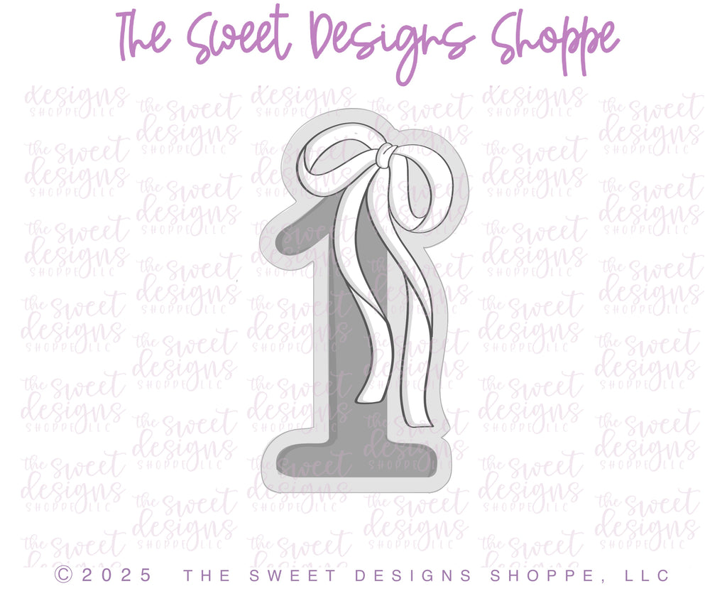 Cookie Cutters - Bow-tiful One - Cookie Cutter - The Sweet Designs Shoppe - - 1,ALL,Beautiful,Birthday,Cookie Cutter,Font,Fonts,kid,kids,Lettering,letters and numbers,new,number,numbers,NumberSet,Promocode,Series25,STL,text