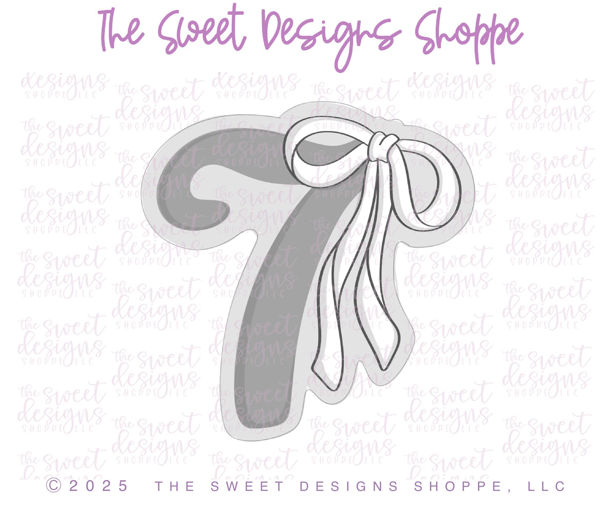 Cookie Cutters - Bow-tiful Seven - Cookie Cutter - The Sweet Designs Shoppe - TSDS - - 7,ALL,Beautiful,Birthday,Cookie Cutter,Font,Fonts,kid,kids,Lettering,letters and numbers,number,numbers,NumberSet,Promocode,Series25,STL,text