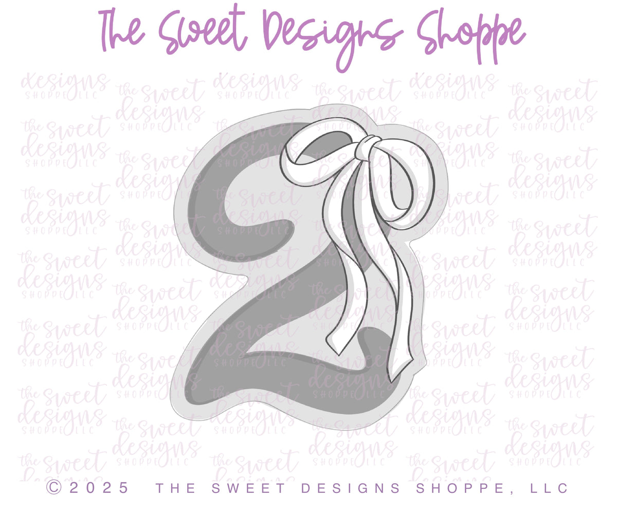 Cookie Cutters - Bow-tiful Two - Cookie Cutter - The Sweet Designs Shoppe - TSDS - - 2,ALL,Beautiful,Birthday,Cookie Cutter,Font,Fonts,kid,kids,Lettering,letters and numbers,number,numbers,NumberSet,Promocode,Series25,STL,text