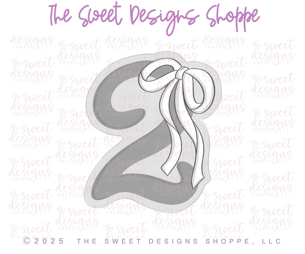 Cookie Cutters - Bow-tiful Two - Cookie Cutter - The Sweet Designs Shoppe - - 2,ALL,Beautiful,Birthday,Cookie Cutter,Font,Fonts,kid,kids,Lettering,letters and numbers,new,number,numbers,NumberSet,Promocode,Series25,STL,text