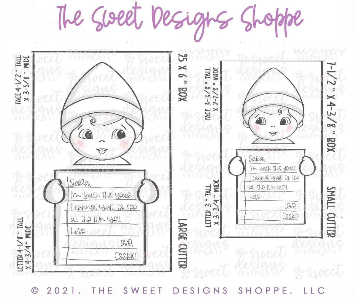 Cookie Cutters - Boy Elf with Letter - Set of 2 - Cookie Cutters - The Sweet Designs Shoppe - TSDS - - ALL,Christmas,Christmas / Winter,Christmas Cookies,Cookie Cutter,Promocode,regular sets,Set,sets,STL
