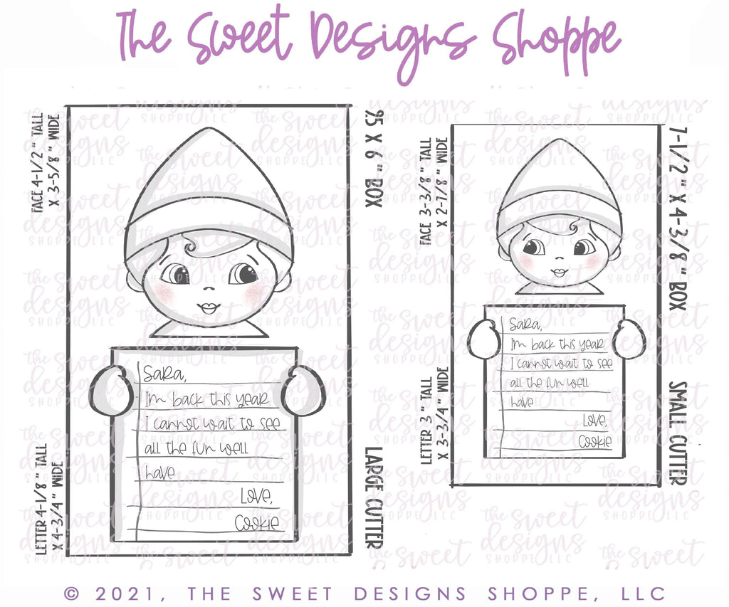 Cookie Cutters - Boy Elf with Letter - Set of 2 - Cookie Cutters - The Sweet Designs Shoppe - TSDS - - ALL,Christmas,Christmas / Winter,Christmas Cookies,Cookie Cutter,Promocode,regular sets,Set,sets,STL