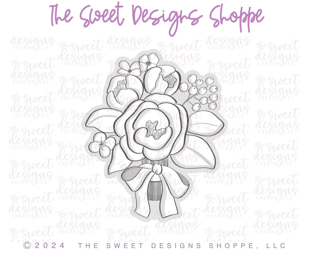 Cookie Cutters - Bridal Bouquet with Bow - Cookie Cutter - The Sweet Designs Shoppe - TSDS - - ALL,Bachelorette,Cookie Cutter,Flower,Flowers,Leaves and Flowers,Married,Nature,Promocode,STL,Wedding